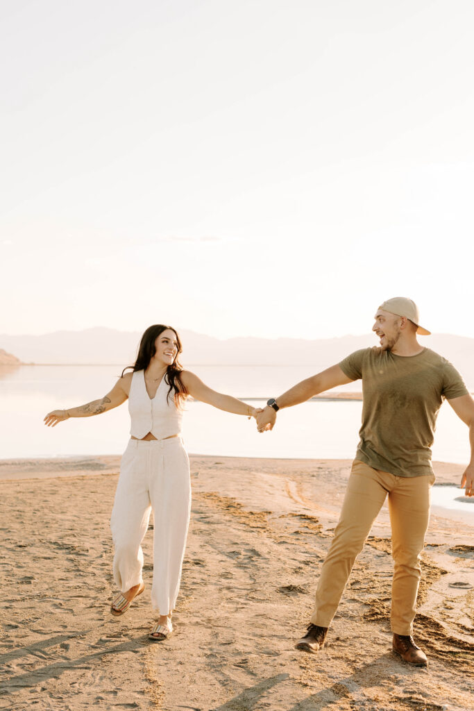 Utah Wedding Photographer at The Great Saltair, Engagement Photos in Utah, Wedding Photographer Utah County, Beach Engagement Photo Ideas, Utah Couples Photos