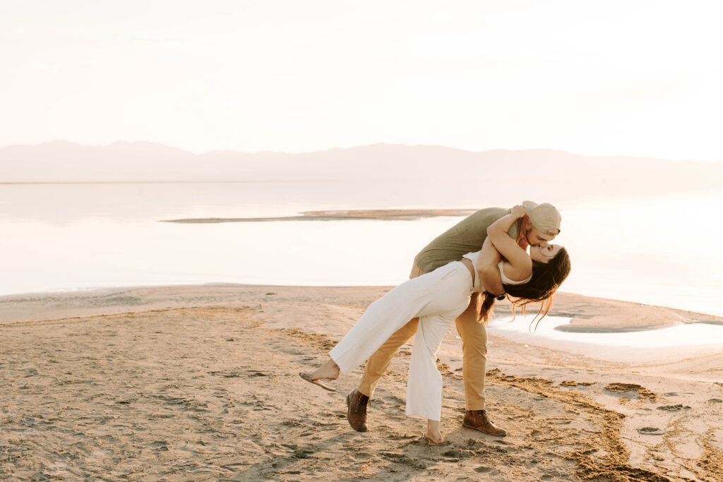 Utah Wedding Photographer at The Great Saltair, Engagement Photos in Utah, Wedding Photographer Utah County, Beach Engagement Photo Ideas, Utah Couples Photos